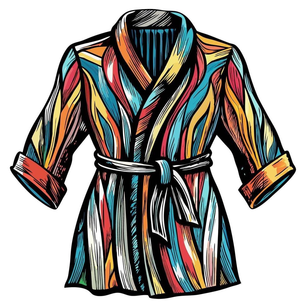 Colorful Striped Bathrobe Illustration Trendy and Vibrant Apparel Design vector
