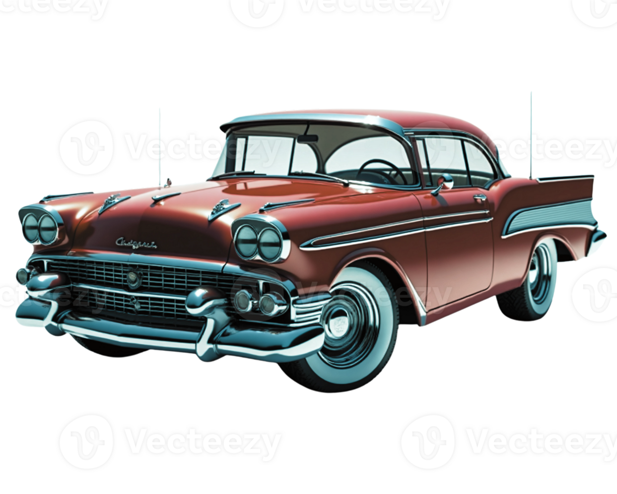 Classic 3D car illustration highly realistic and finely detailed on a transparent background png