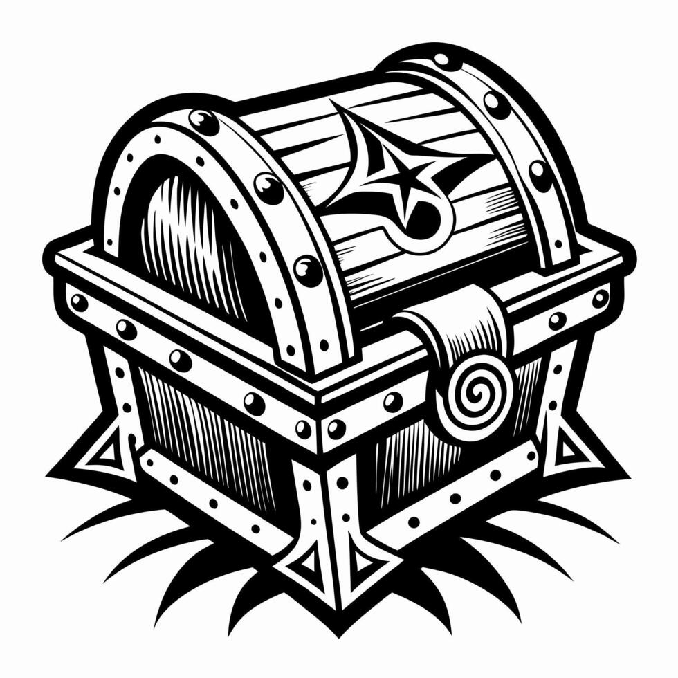 Vintage Treasure Chest Illustration with Antique Style Elements and Intricate Design vector