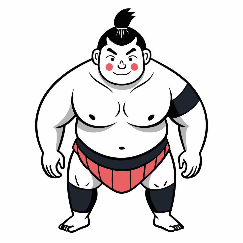 Sumo Wrestler Illustration with Traditional Attire and Confident Pose vector