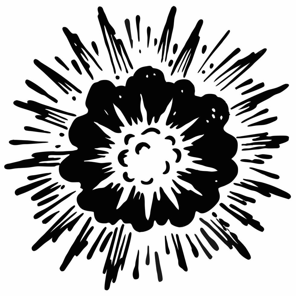 Dynamic Black and White Explosion Illustration with Impactful Burst vector