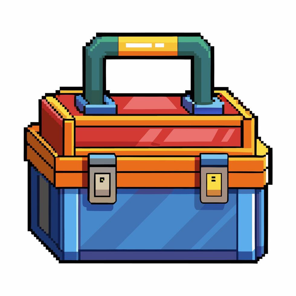 Retro Pixel Art Toolbox Illustration with Vibrant Colors vector
