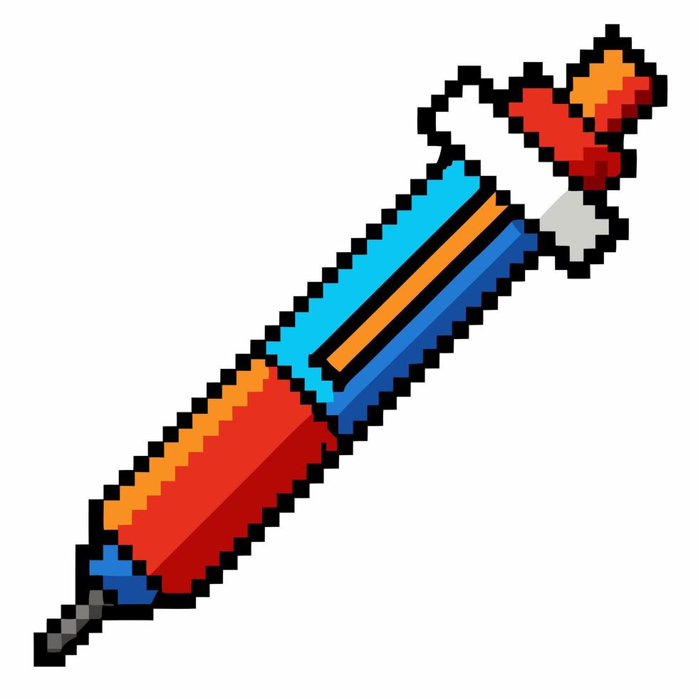 Retro Pixel Art Mechanical Pencil Illustration for Digital Design vector