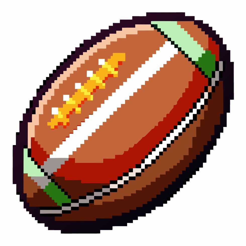 Pixelated Rugby Ball Icon in Retro Game Style vector