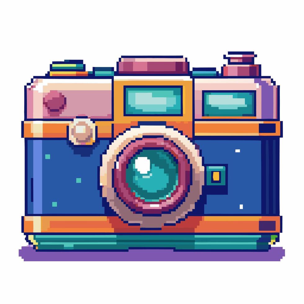Retro Pixel Art Camera Illustration Nostalgic Vintage Design Concept vector