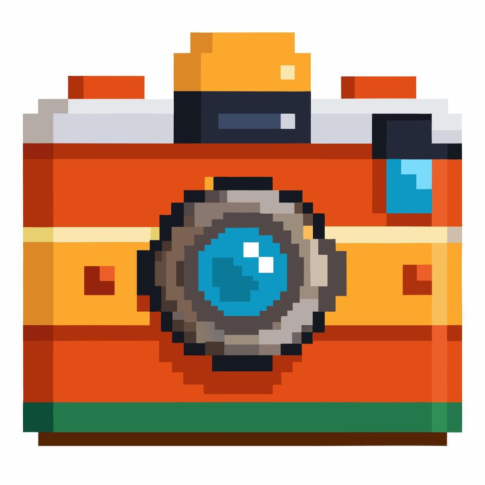 Retro Pixel Art Camera Icon for Digital Design Projects vector