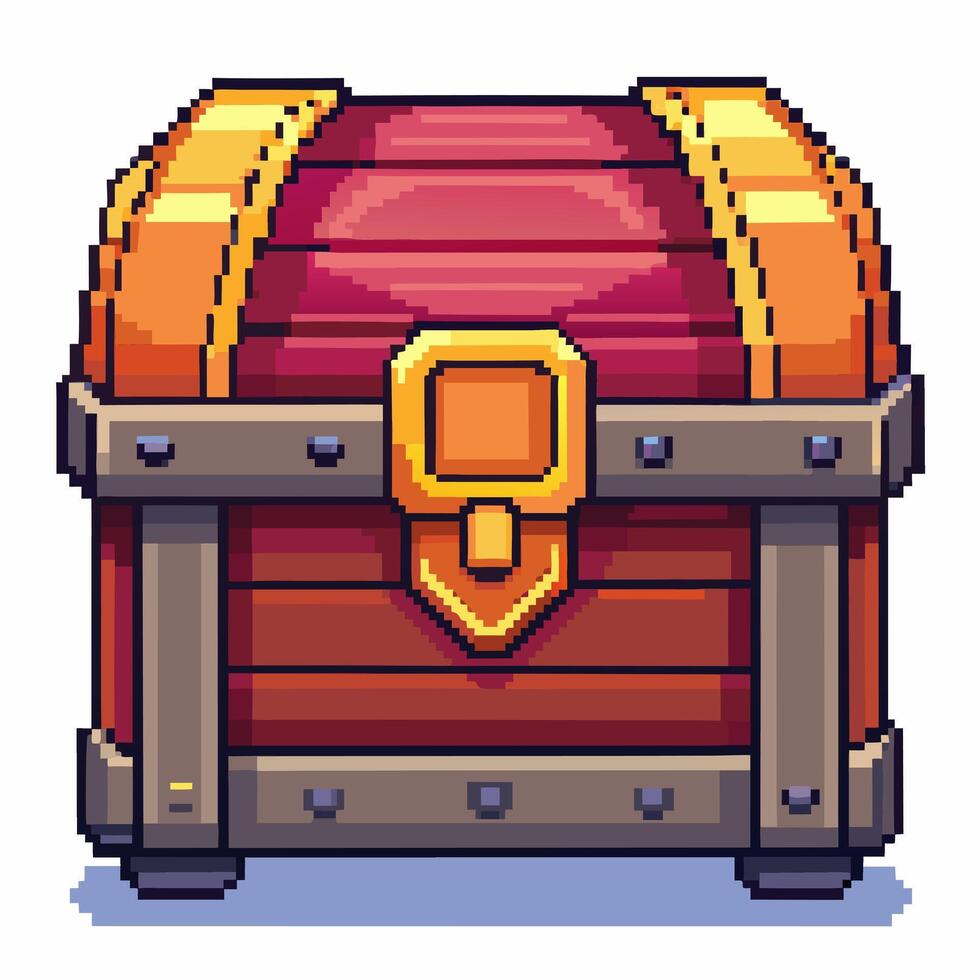 Pixel Art Treasure Chest Classic Game Style Illustration vector