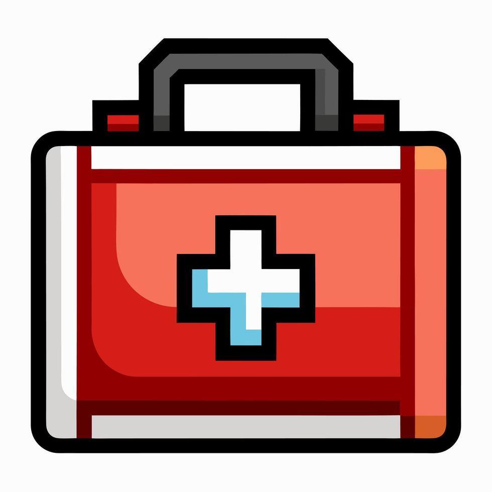 Colorful First Aid Kit Icon with Cross Symbol for Healthcare and Emergency Use vector