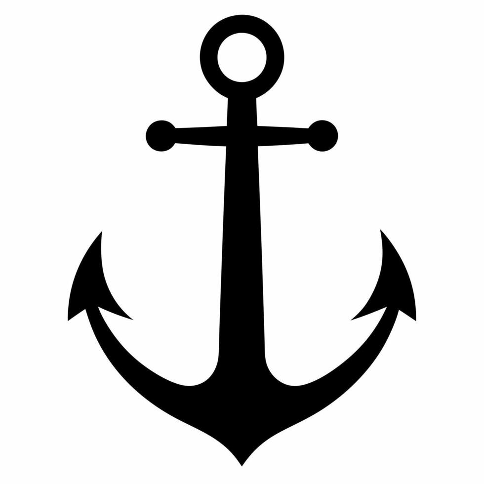 Stylized Black Anchor Silhouette on White Background Symbolizing Maritime and Nautical Themes vector