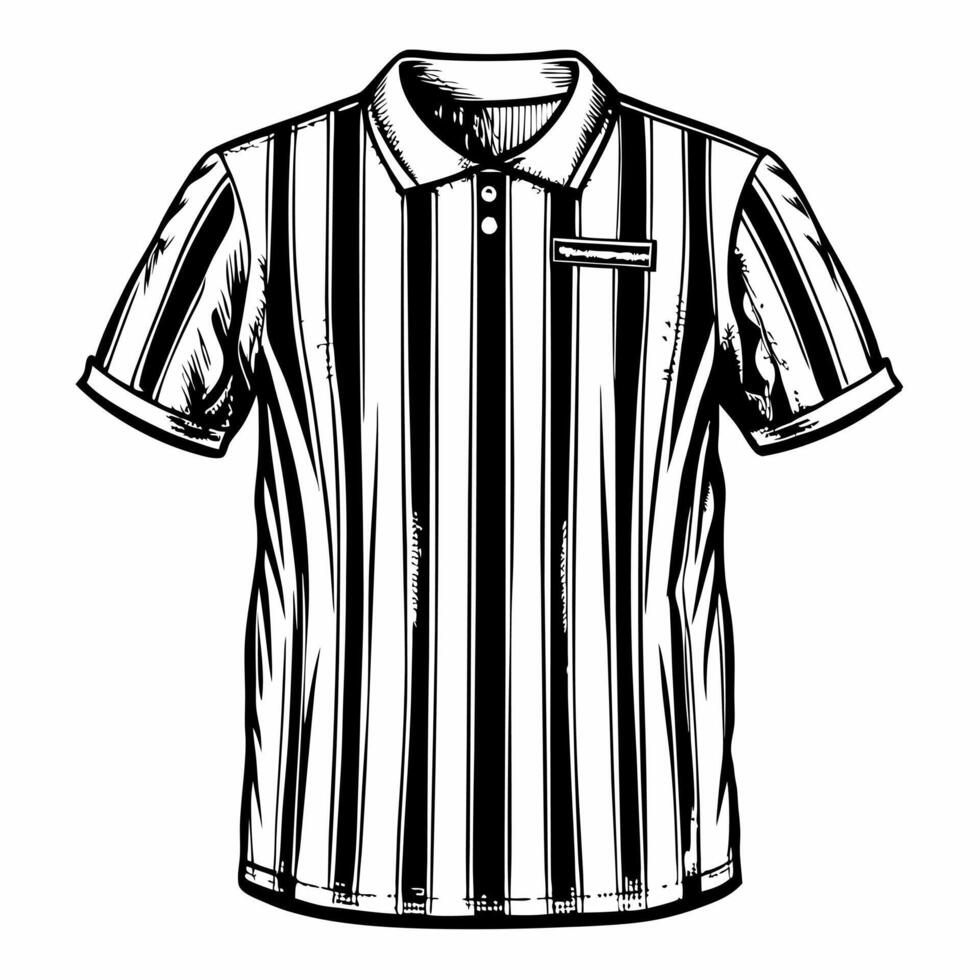 Black and White Striped Polo Shirt Sketch Illustration vector