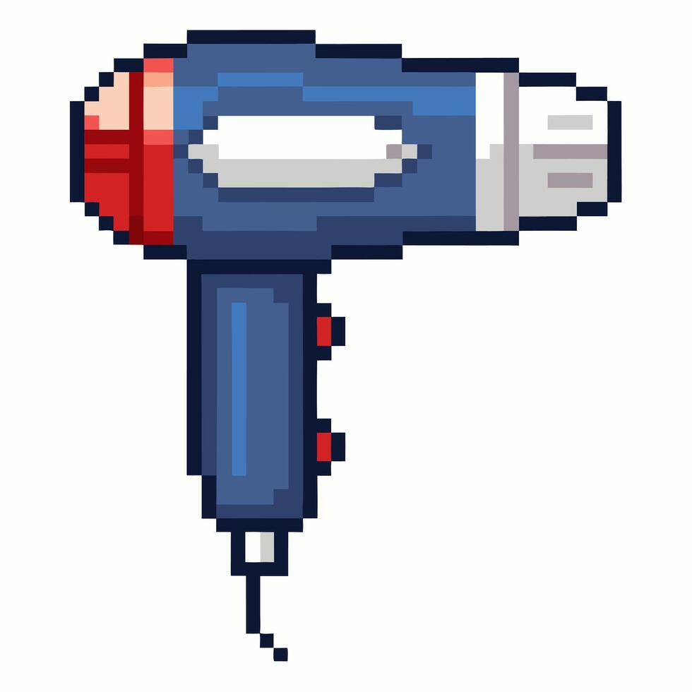 Retro Pixel Art Hair Dryer Vintage Game Style Icon vector
