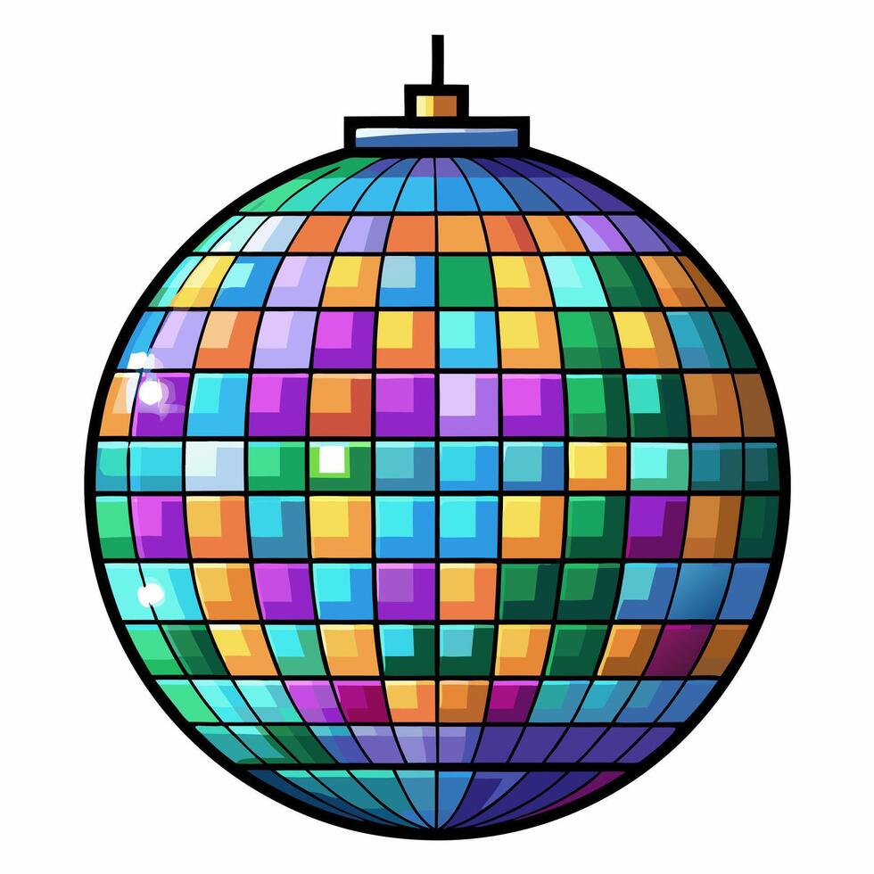 Colorful Disco Ball Illustration in Retro 70s Style vector