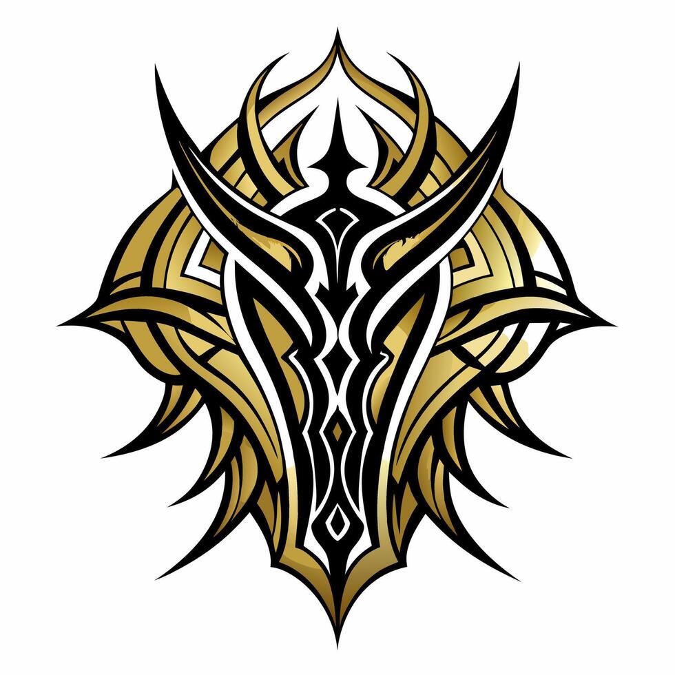 Intricate Tribal Tattoo Design with Symmetrical Abstract Patterns vector