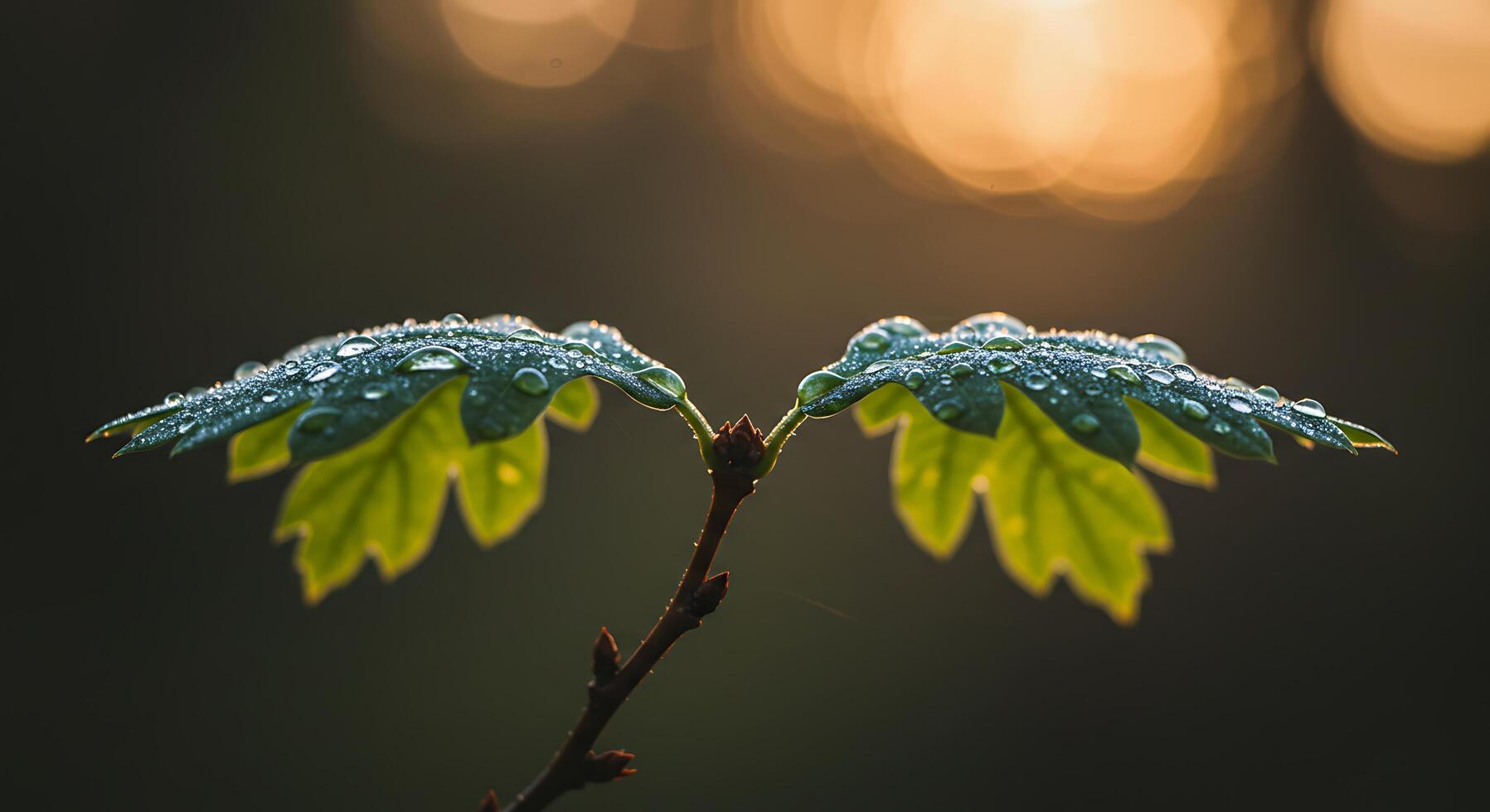 Dew-Kissed Leaves at Dawn - Generated using AI photo