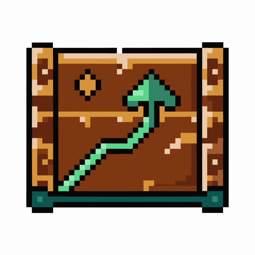 Retro Pixel Art Trend Arrow Vintage Graph Visual in 8 Bit Style vector