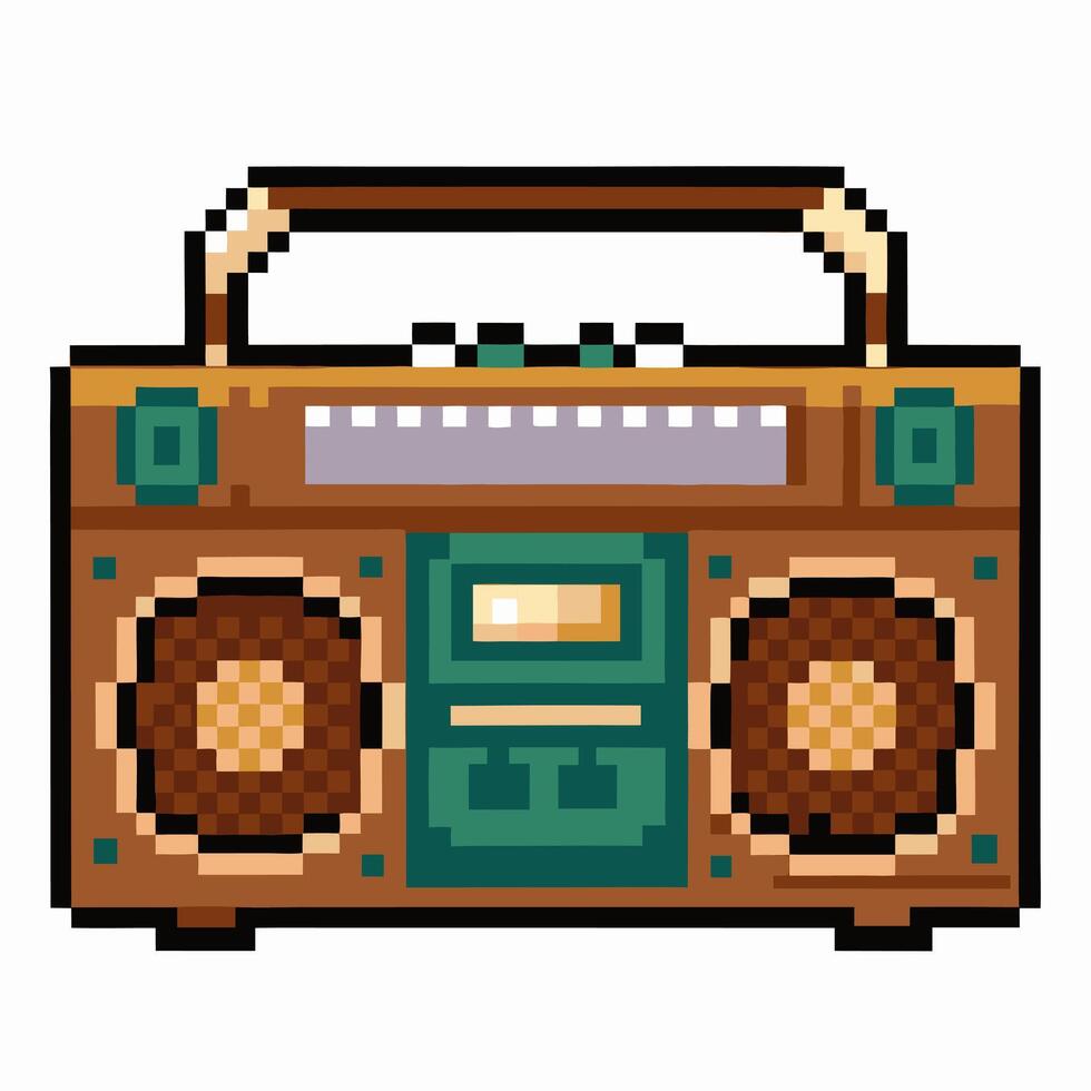 Retro Pixel Art Boombox Illustration for Nostalgic Designs vector