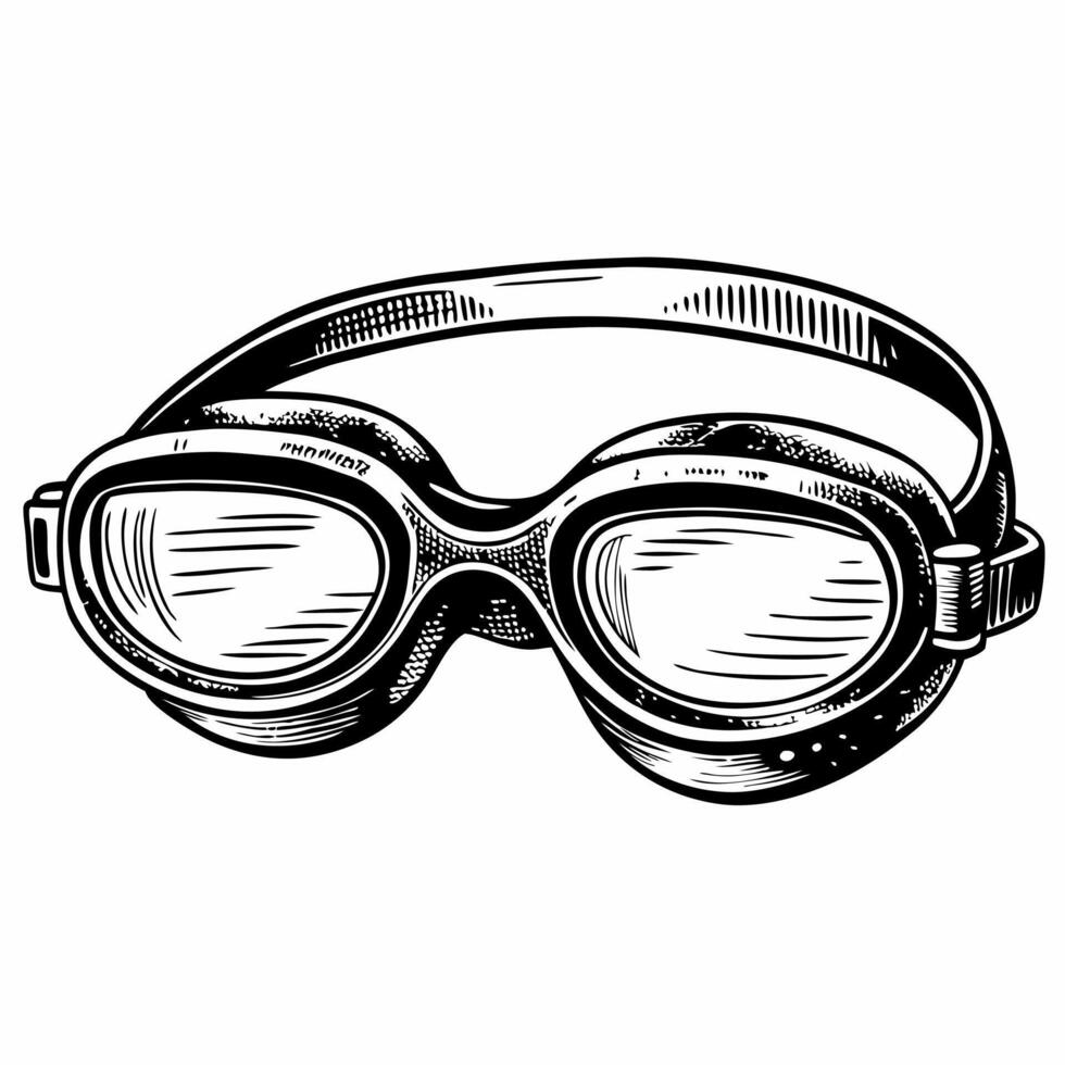 Retro Style Monochrome Illustration of Vintage Ski Goggles vector
