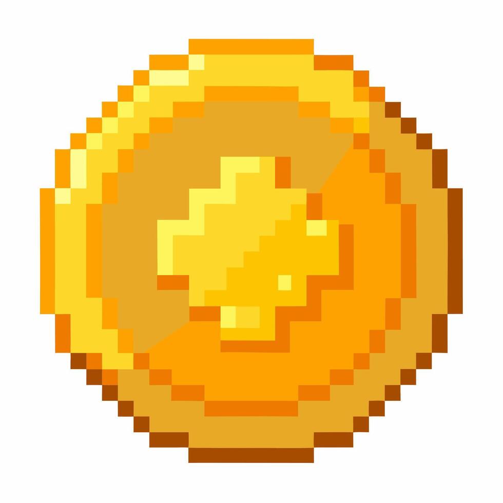 Pixelated Gold Coin Icon with Plus Sign Retro Game Currency Symbol vector