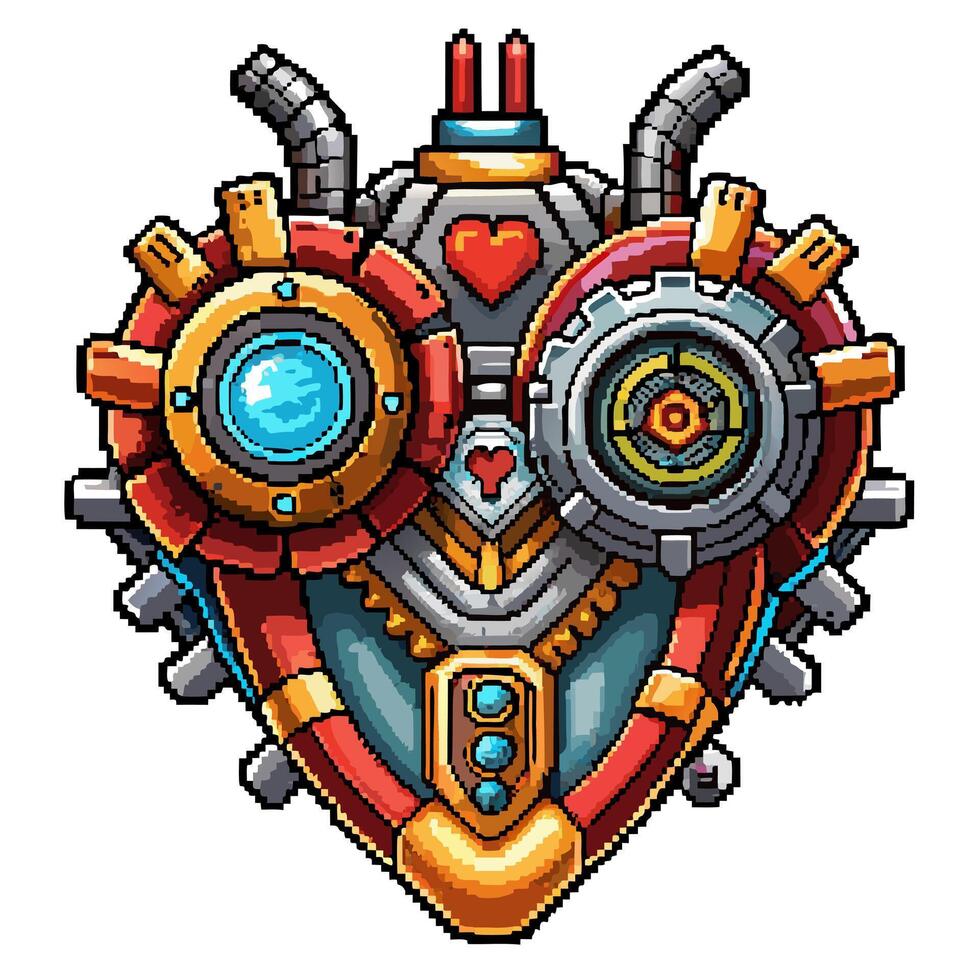 Retro Futuristic Mechanical Heart with Steampunk Elements vector