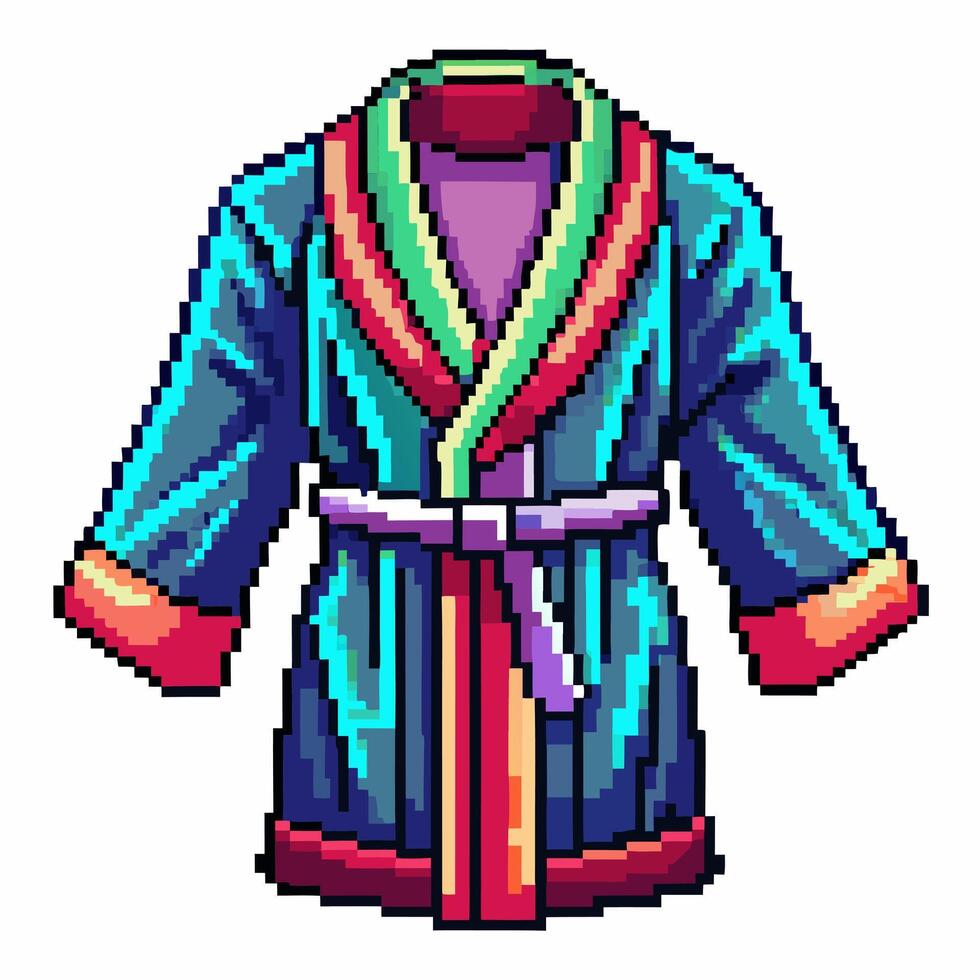 Pixel Art Colorful Bathrobe Illustration with 8 Bit Retro Design vector