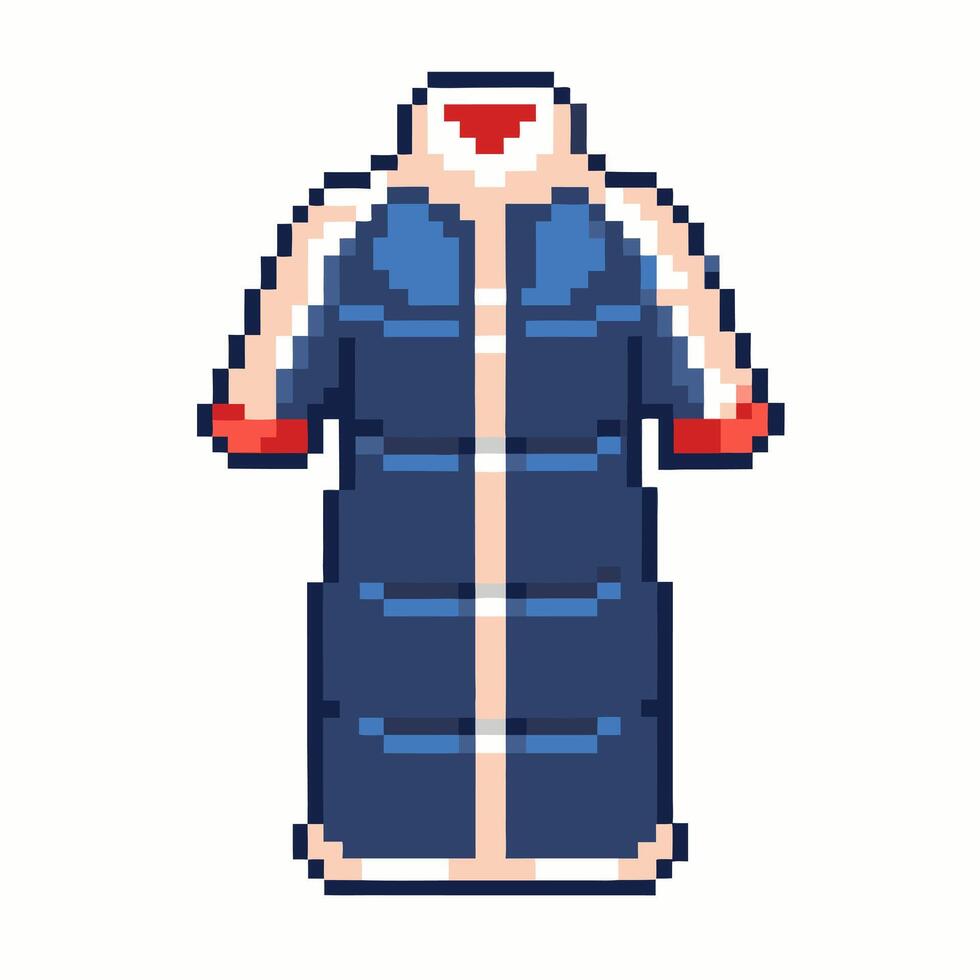 Retro Pixel Art Winter Coat Illustration in 8 Bit Style vector