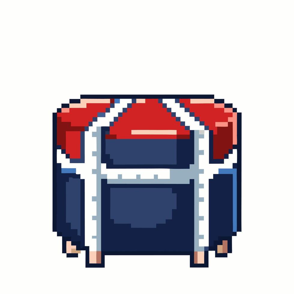 Pixel Art Storage Box with Nautical Color Scheme in 8 Bit Style vector