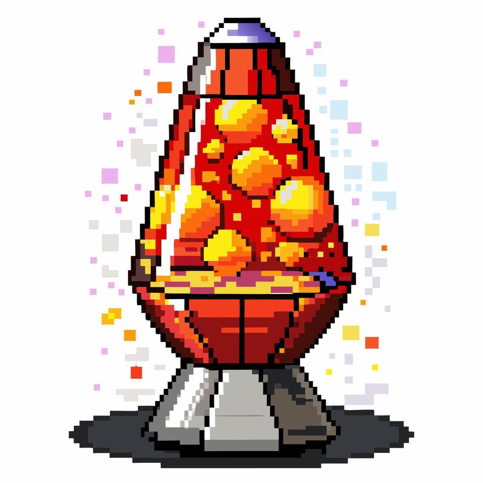 Pixel Art Retro Lava Lamp with Bubbling Liquid Effect vector