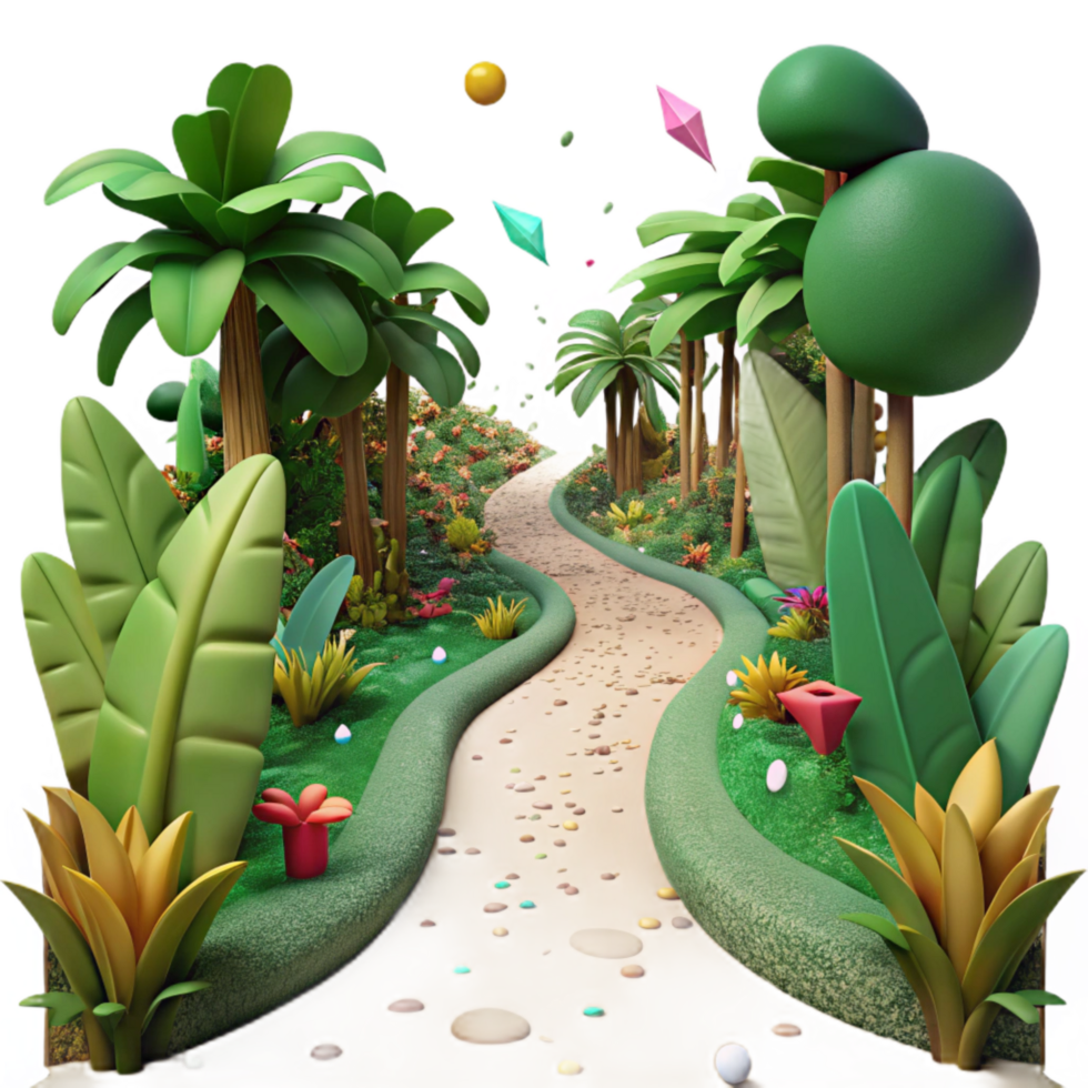 vibrant rustic Dense Jungle Path Cutout detailed png