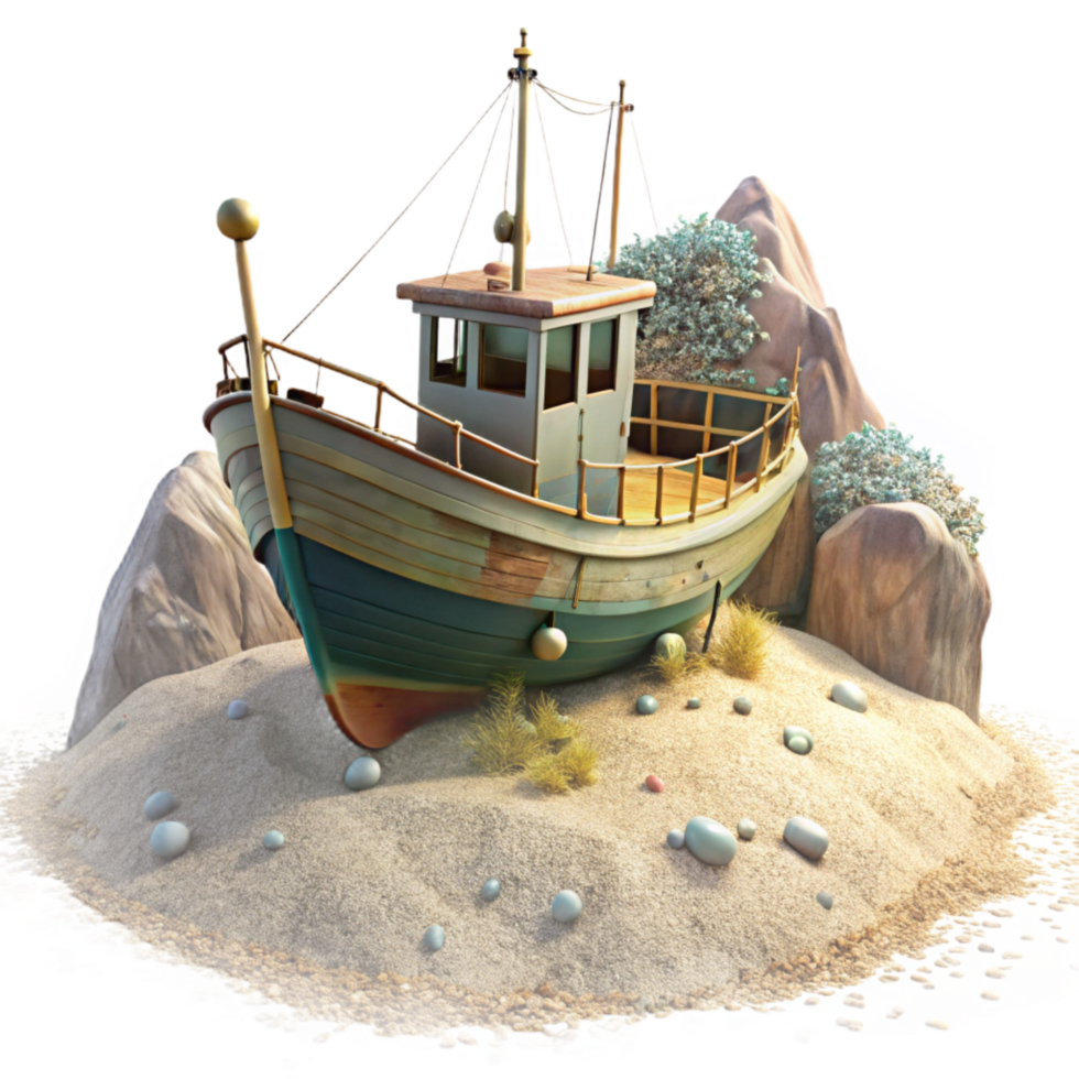 wonderful contemporary Empty Fishing Boat on Dry Land Transparent Background Fishing Industry Decline high resolution png