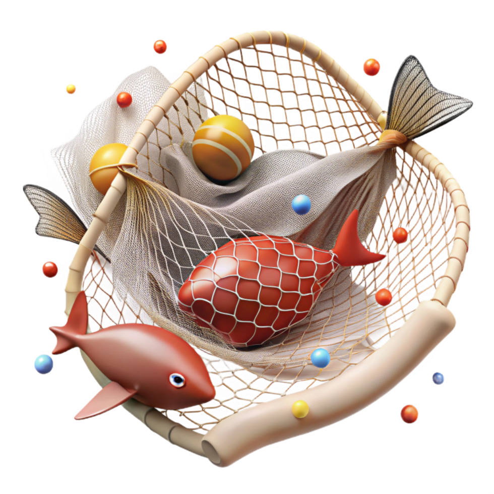 beautiful creative Full Fishing Net Cutout Isolated Element Fish Visible original png