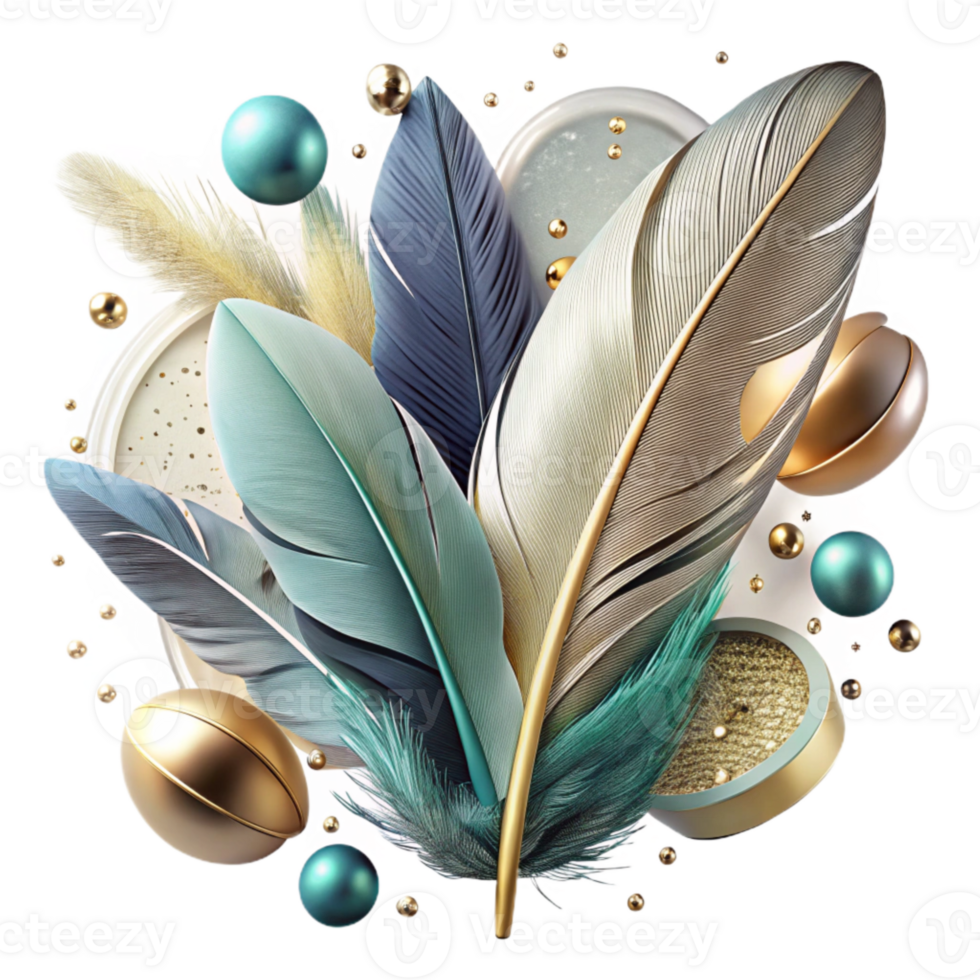 vibrant artistic Close Up of Bird Feathers in Wetland Setting Cutout high resolution png