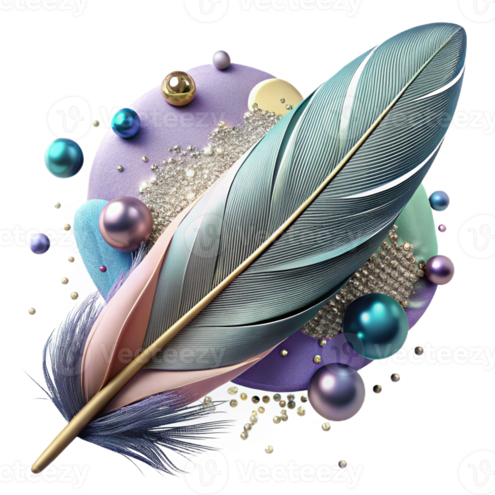 magnificent traditional Bird Feather with Glitter Effect Cutout authentic png