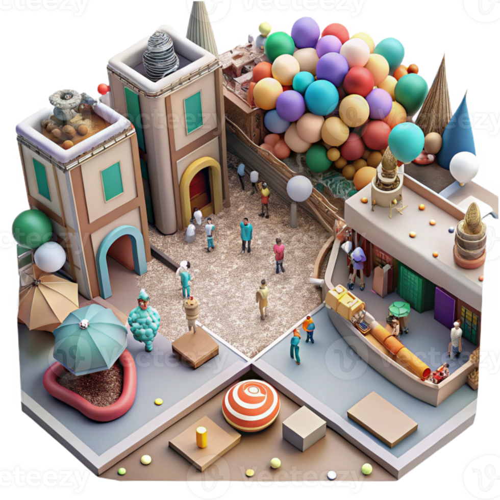 beautiful abstract Crowded Street Scene Top View Isolated Element detailed png