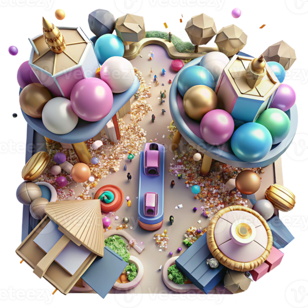 wonderful rustic Crowded Street Scene Top View Isolated Element professional png
