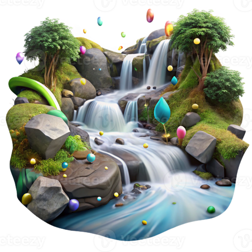 wonderful traditional Forest Stream Waterfall Long Exposure Transparent Background exclusive png