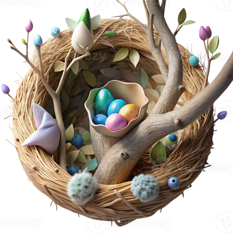 serene rustic Bird Nest in Tree Close Up Cutout original png