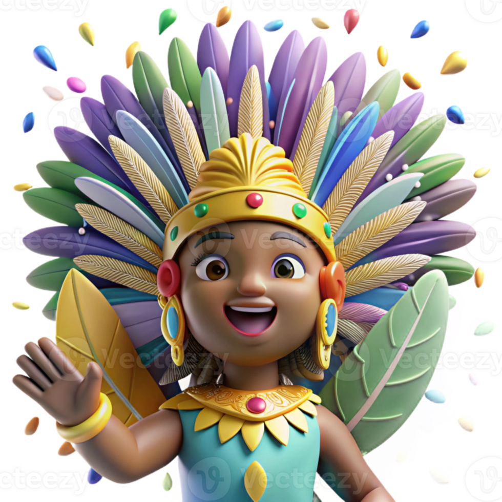 elegant artistic Brazilian Samba Dancer Feathered Costume Isolated png