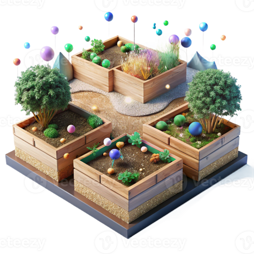 magnificent contemporary Community Garden with Raised Beds Isolated genuine png