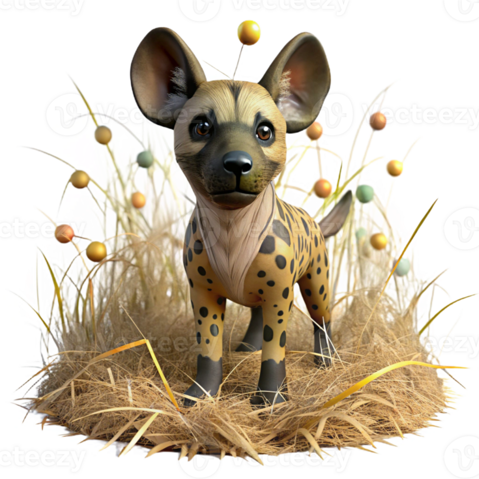 impressive abstract African Wild Dog Pup in Dry Grassland Transparent Background original png