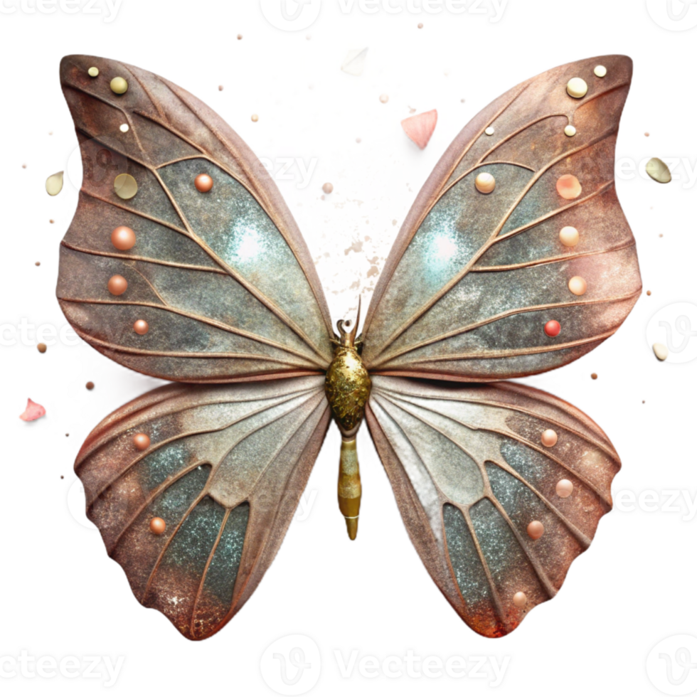 elegant modern Dried Butterfly Wings Isolated with Faded Patterns original png