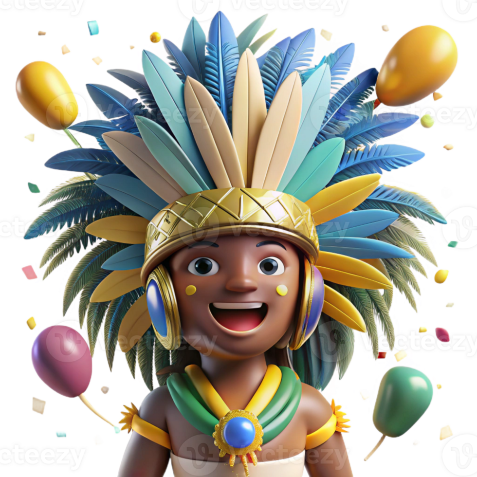 beautiful traditional Brazilian Samba Dancer Feathered Costume Isolated exclusive png