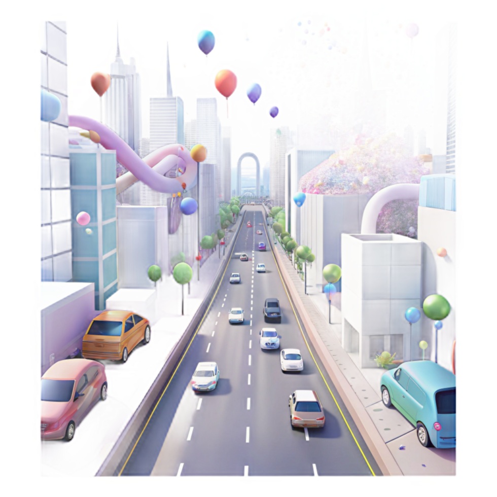 stunning classic City Street at Rush Hour Transparent high quality png