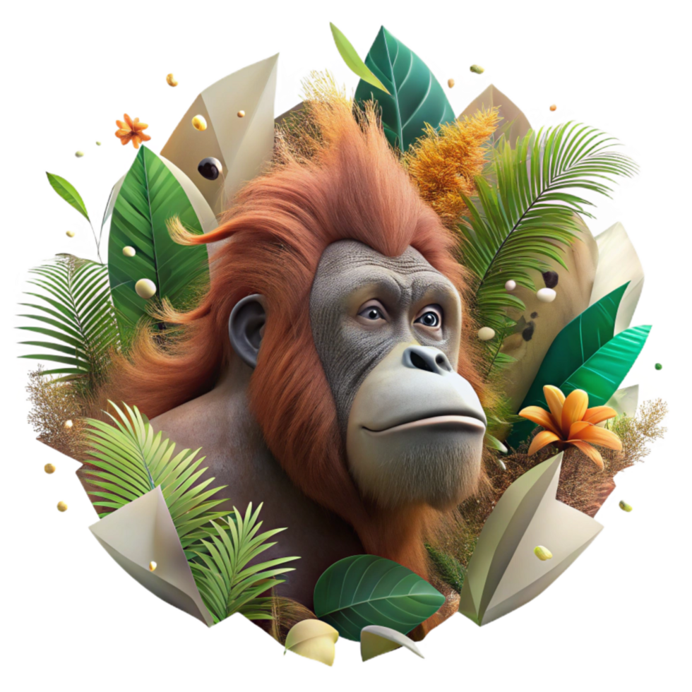 stunning rustic Deforestation Effect on Borneo Orangutan Isolated high resolution png