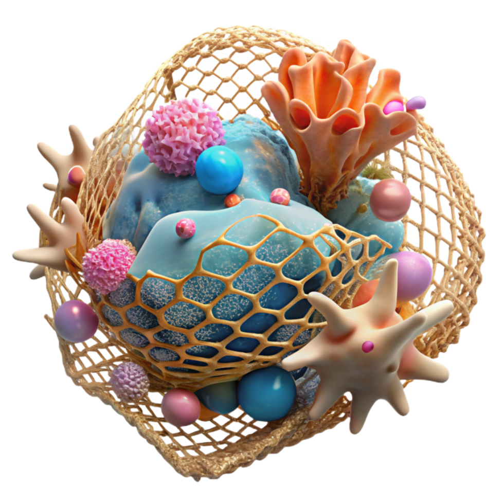 stunning contemporary Ghost Net Entangling Coral Isolated Underwater Scene authentic png