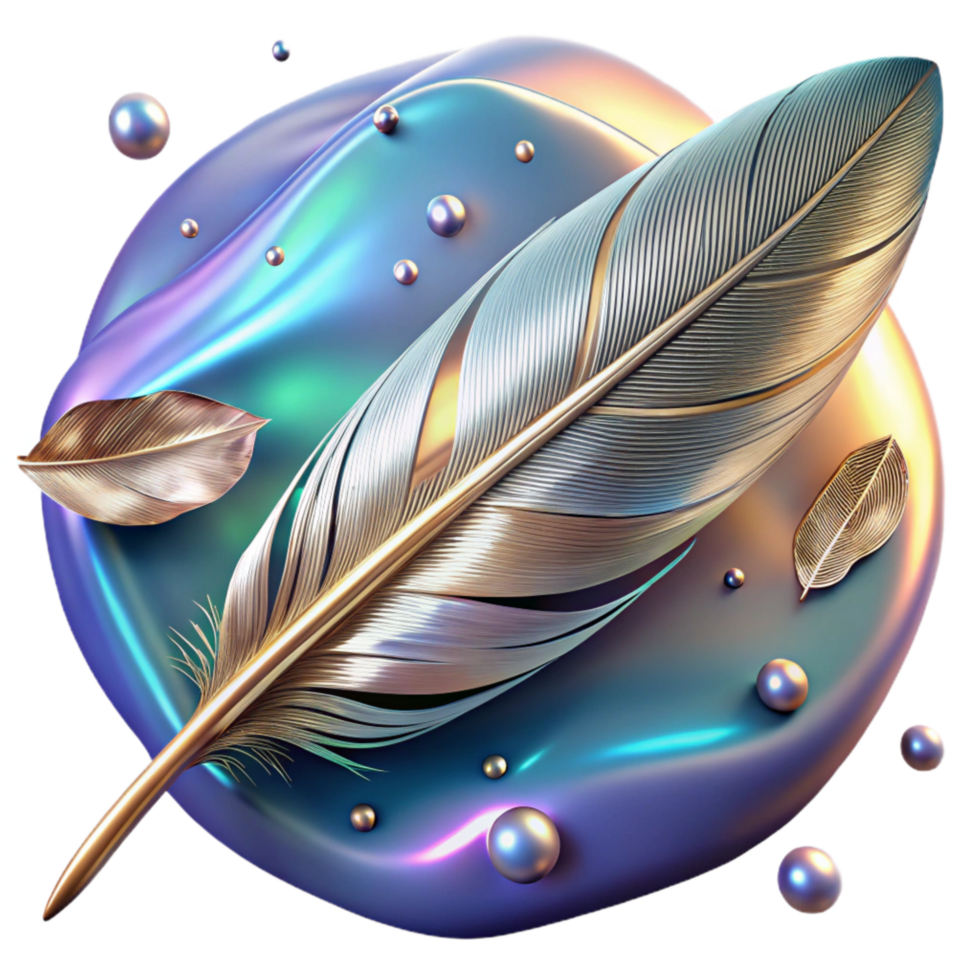 beautiful traditional Bird Feather with Foil Texture Isolated Element authentic png