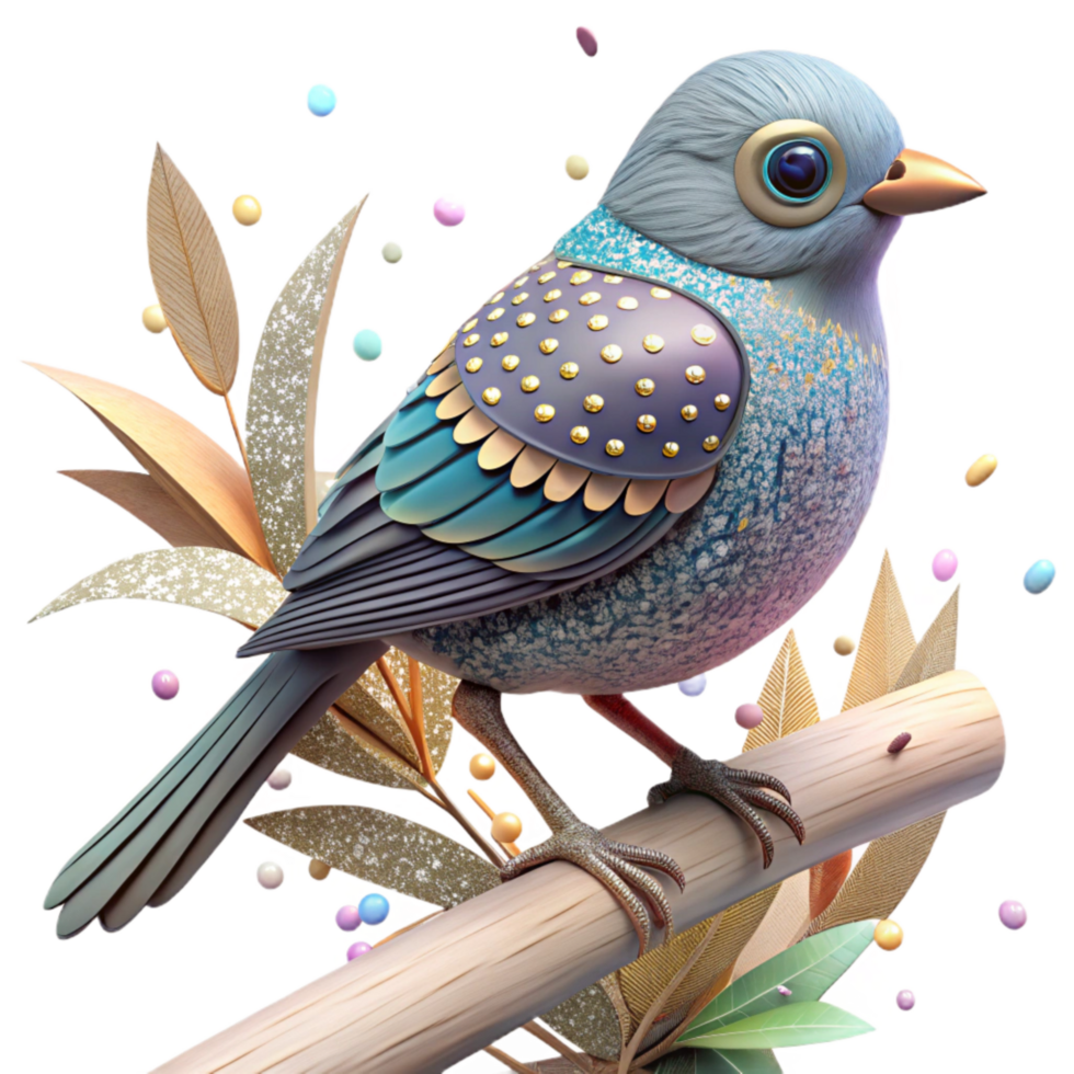 serene minimalist Bird Perched on Branch in Rewilded Area Isolated detailed png