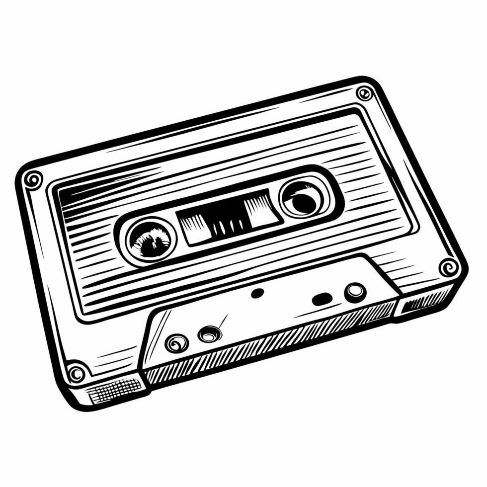 Vintage Cassette Tape Illustration in Retro Style vector