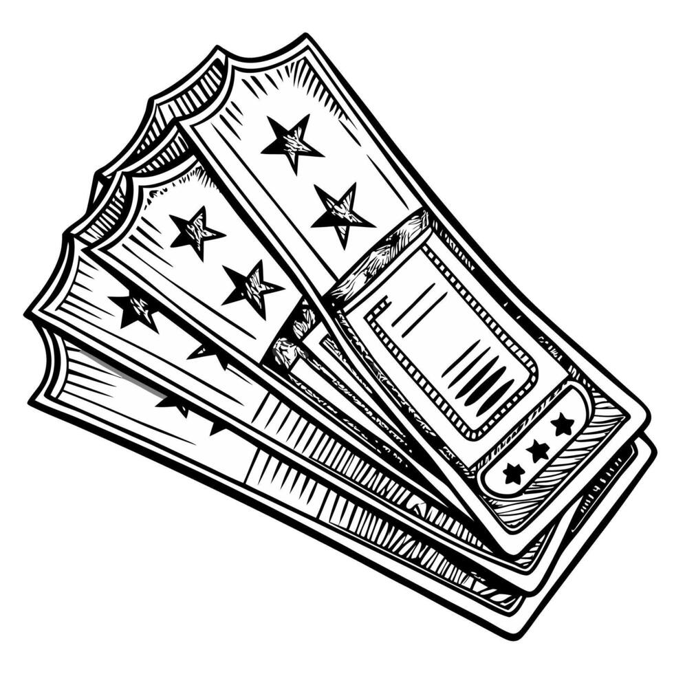 Hand Drawn Vintage Ticket Illustration for Event Access and Entertainment vector