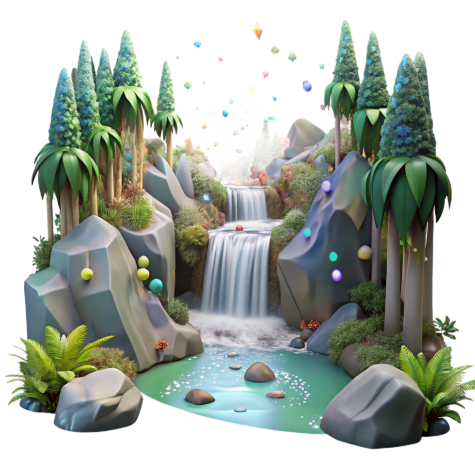 extraordinary classic Forest Stream Waterfall Front View Transparent Background original png