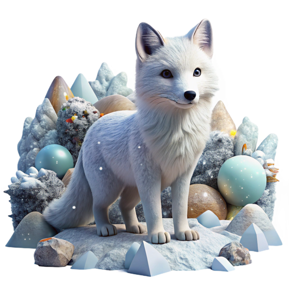 stunning vintage Arctic Fox in Snowdrift Cutout Element high resolution png